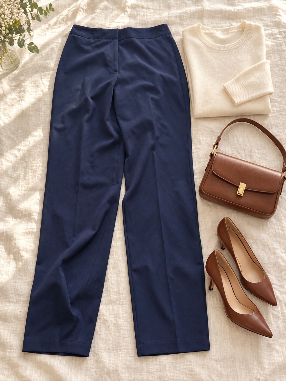 Investments Park Ave Fit Navy Dress Pants Womens 10 Long Stretch NWT